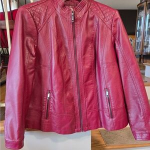 Women's Red Leather Jacket